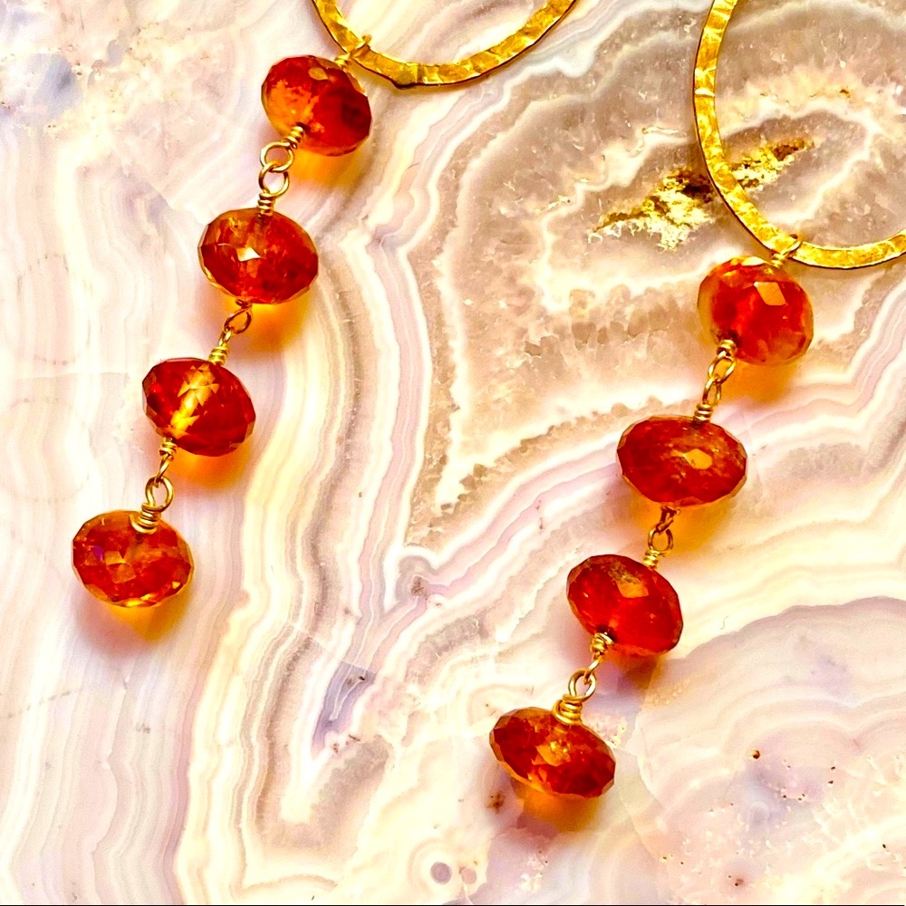 NWOT Artisan Genuine Amber Hoop Earrings - Picture 8 of 15